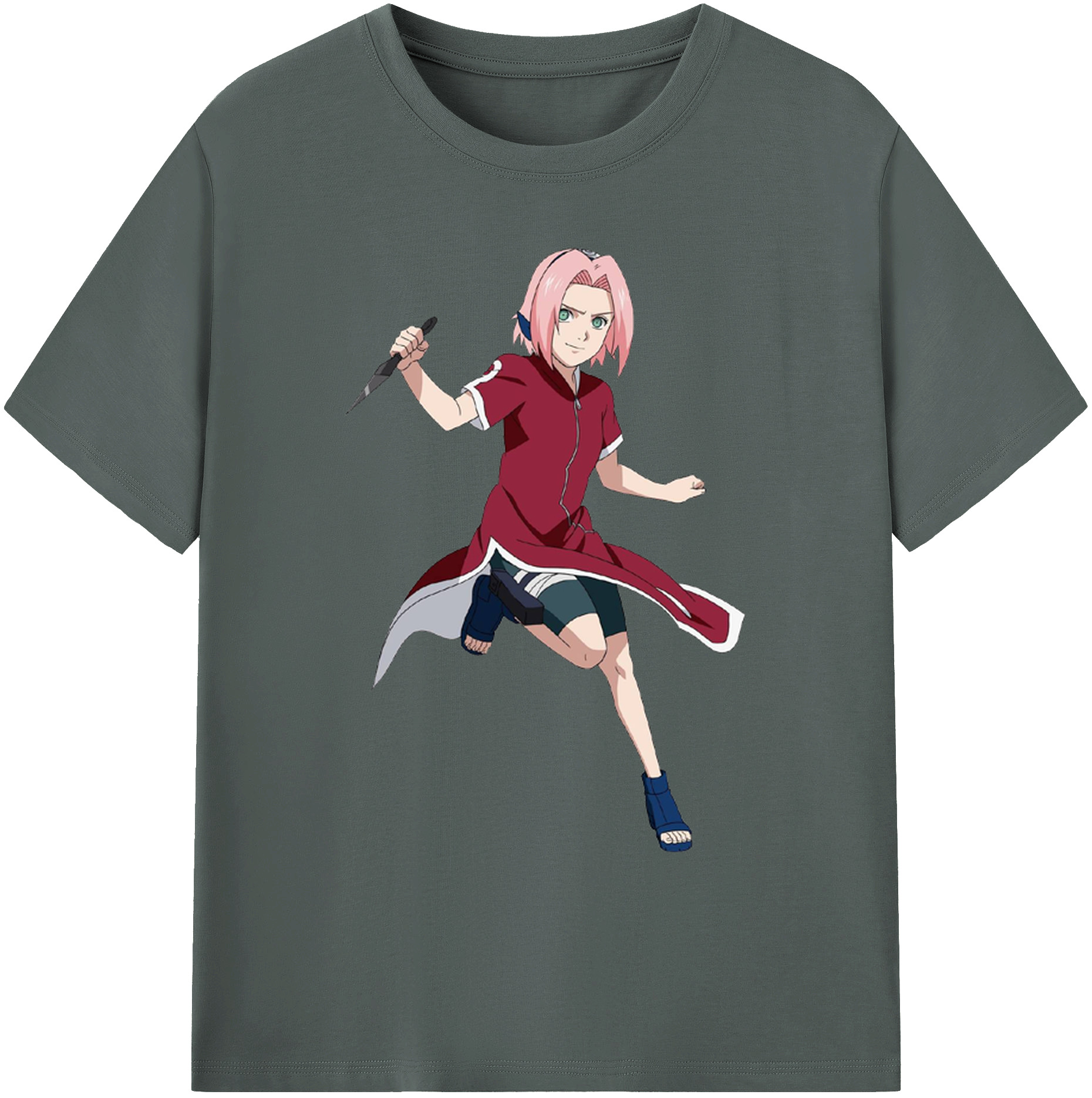 （画像用） NARUTO -ナルト- 春野サクラ Haruno Sakura 綿100％ メンズ半袖Tシャツ｜肌触りやわらか＆通気性